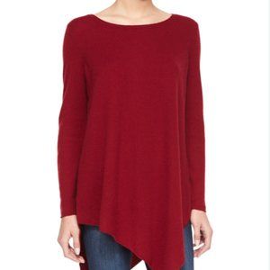Joie Tambrel Asymmetrical Hem Wool/Cashmere Sweater in Deep Scarlet, Size Small